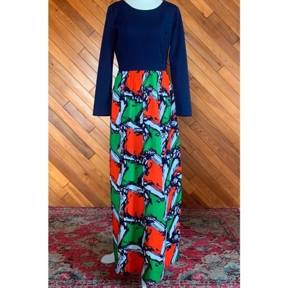 Vintage 70s Abstract Handmade Maxi Dress
